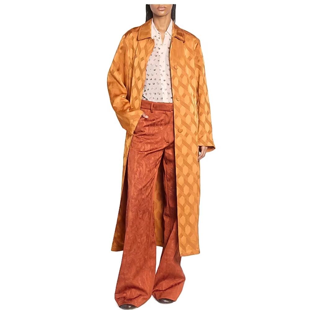 Dries Van Noten Oversized Raltonas Coat in Jacquard Orange 34 US 2 - Picture 5 of 6